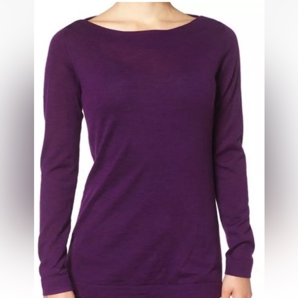 218.00 NWT EILEEN FISHER Merino Wool Jersey Top/Sweater XXS Hot color Beautiful - Picture 4 of 7